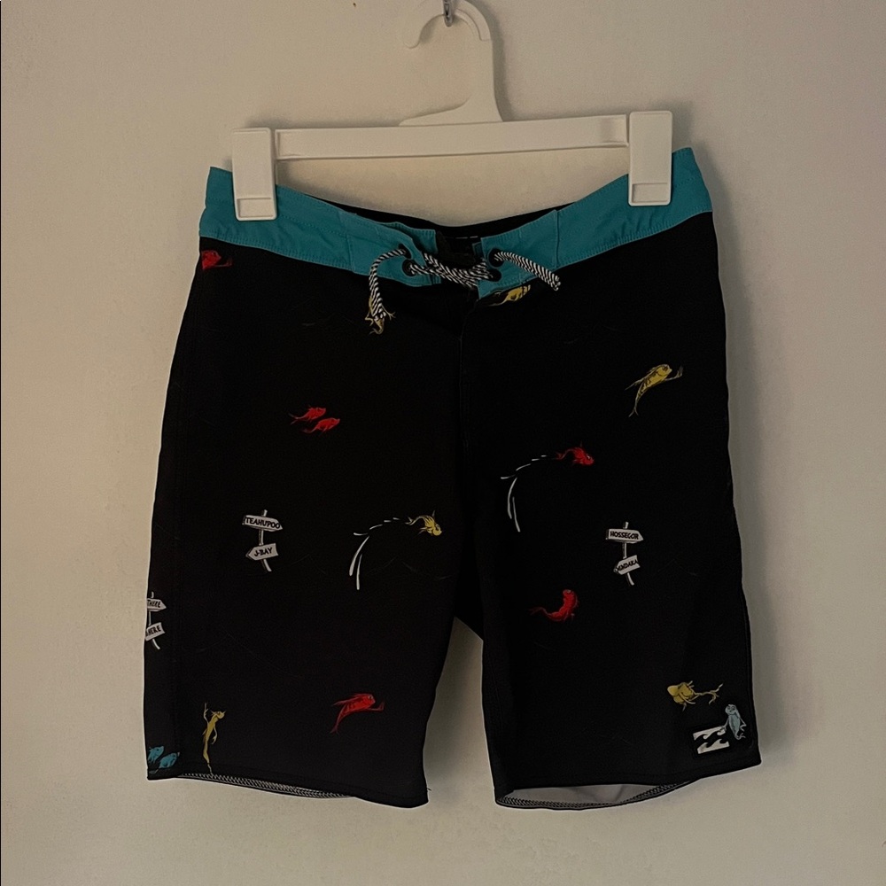 Boys Black Swim Shorts with Multicolor Accents